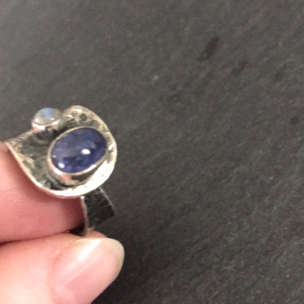 Natural Tanzanite sterling silver ring adjustable - Picture 3 of 4